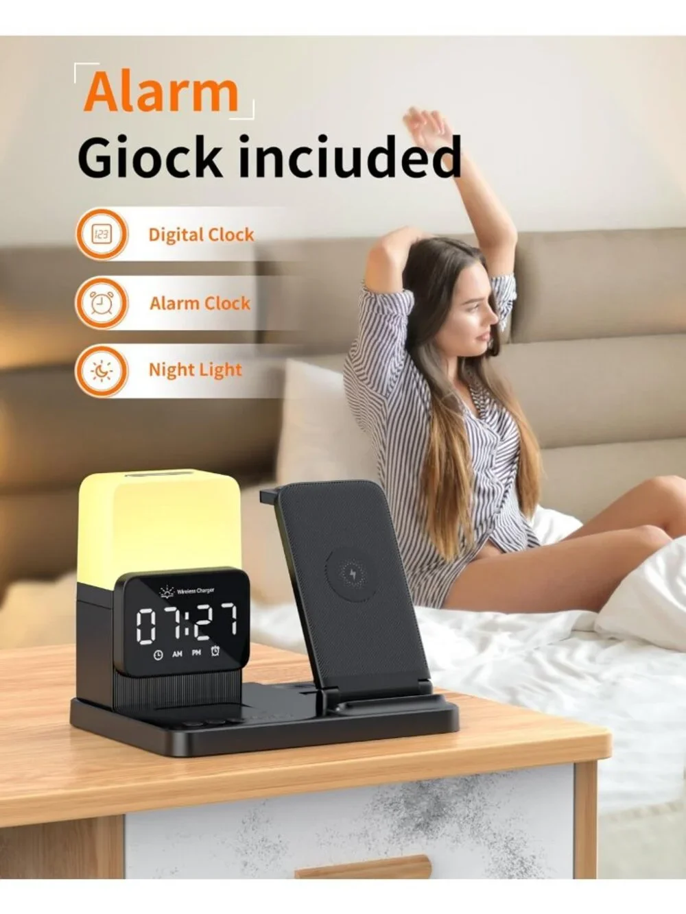 6-in-1 Wireless Charging Station for iPhone, Apple Watch, AirPods & Night Light